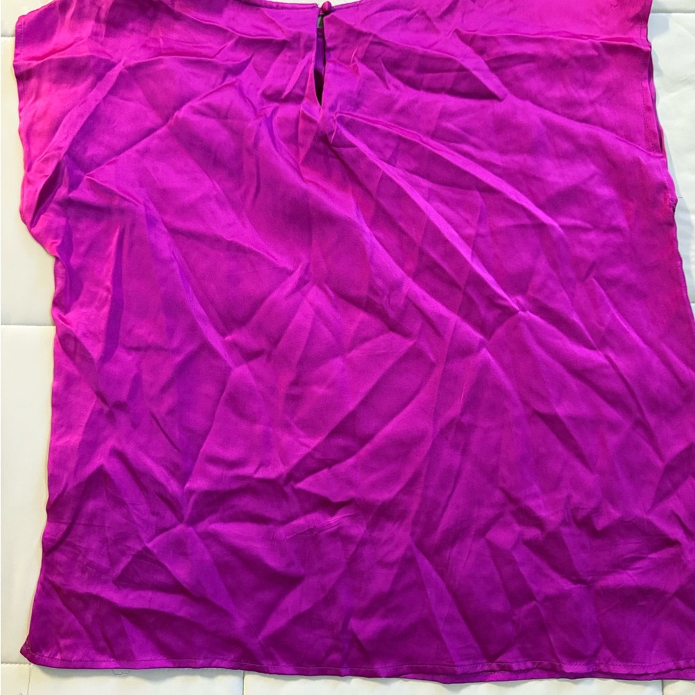 Vintage Royal Silk 100% Pure Silk Magenta Cap Sleeve Top Made in Hong Kong L 80s - Picture 5 of 5